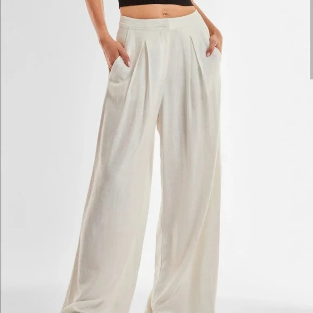 NWT THE NOLI SHOP Women’s Seychelles Linen Pants – White Size M Relaxed Fit